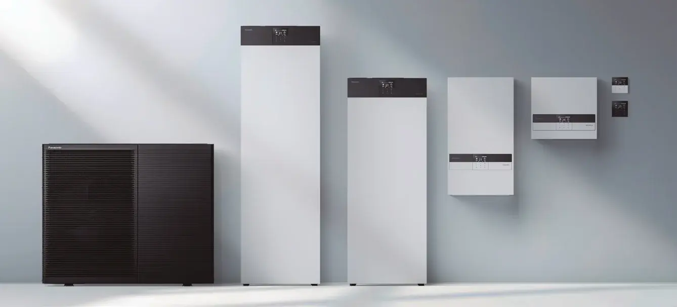 Panasonic Aquarea M-serie mini met R290: buitenunit, twee All-in-One-binnenunits, Bi-bloc-binnenunit en regelmodule